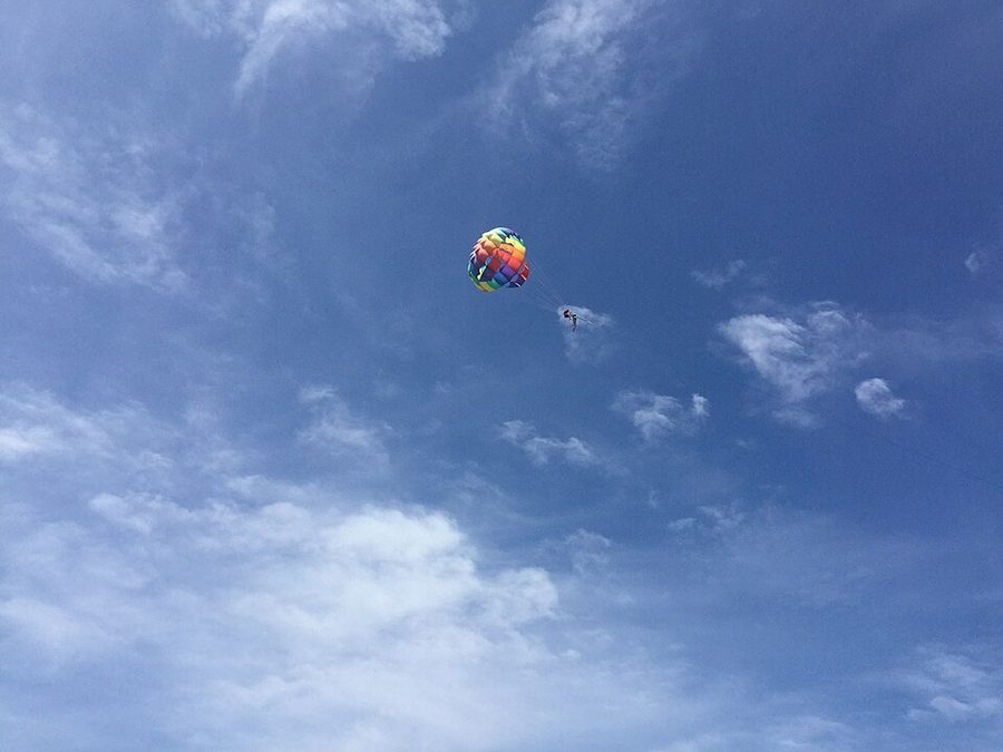Parasail high in a blue sky